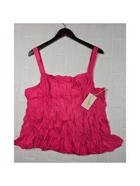 Universal Thread Pink Smocked Cropped Tank Top 4X